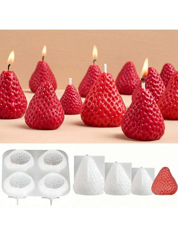 Moule en silicone de bougie aromatique 3D à la fraise AromaRelax pour la fabrication artisanale. Cadeau romantique pour la Saint-Valentin, la fête, la décoration de la maison ou l'anniversaire