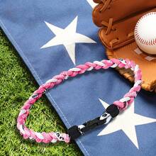 6 collares de béisbol de 18 pulgadas, 3 cuerdas trenzadas, collar de tornado, collar deportivo, collares de béisbol de titanio para fanáticos del deporte - Estilo A - Ver 4
