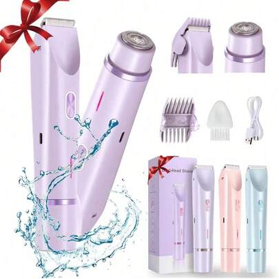 FollowBreak 二合一女士电动剃须刀，可充电双头电动剃须刀，适用于腿部、手臂、身体、腋下，干湿两用修剪器，母亲节礼物，适合送给家人和朋友