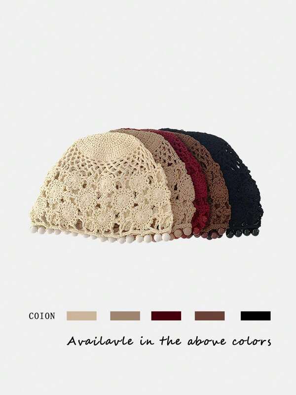 1pc Mixed Fiber Knitted Bucket Hat, Versatile Atmosphere-Enhancing Face-Slimming Tie-Dye Boho Elegant Vintage Street Chic Regal Style Knit Fisherman Hat, Suitable For Back To School Season Autumn Accessories