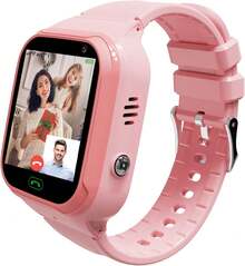 4G Kids Smart Watch - Boys Girls GPS Tracker Kids Smartwatches Phone Watch Video Call SOS Alarm Voice Chat And Touch Screen Game Real Time Tracking Smartwatch For Age 3-12 (Pink) - Đen - Xem 8