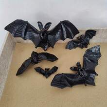 5/20pcs Aogue Halloween Bat Hanging Decorations - Realistic Black Plastic Vampire Bats With Red Eyes For Spooky Party, Haunted House, And Outdoor Decor, Halloween Decorations - Multicolor - View 5