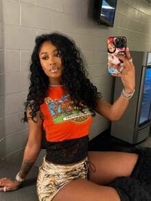 Ladies' Street Fashion Versatile Sleeveless Orange Lace Women's Top, Spicy Girl Exposed Navel Slim Fit T-Shirt Top Short Sleeved - 橘色 - 查看 3