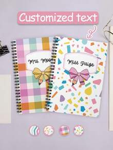 Customized Personalized Name Notebooks, Spiral-Bound Notebooks, Cute Student Diaries, Back-To-School Gifts, Teacher Appreciation Gifts, Gifts For The First Day Of School, Cute School Stationery Sets Suitable For Boys And Girls, Essential School Stationery Sets,Multi-Functional,Ornamental,Reusable,Modern,Colorful,Cute,Vintage,Cartoon,Kawaii,Custom,Personalized,Unique,Customized,Workers,Clients,Students,For Business/Work/Office,For School,Office & School Supplies,Xmas Decoration,Tendencia Local - Multicolor - View 2