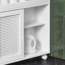 SoBuy BZR119-W, Narrow Bathroom Cabinet Storage Cabinet With 2 Sliding Doors, Bathroom Toilet Paper Roll Holder On Wheels Bathroom Organizer Bathroom Decor Summer Bathroom Accessories - White - View 8