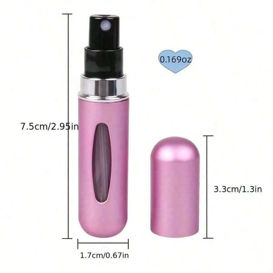 Travel Size Aluminum Perfume Spray Bottle Mini Perfume Bottle Portable Refillable Atomizer For Car Perfume Cosmetic Sub Bottling Essential Oils Fragrance Liquids With Fine Mist Dispenser Storage Containers - Pink - View 1