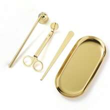 4pcs/Set Gold Candle Tools Set Candle Wick Trimmer, Candle Wick Snuffer,Candle Wick Dipper, Stainless Steel Candle Cover Tools Kit Candle Accessory Set For Candle Lovers