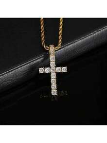 Dây chuyền xoắn Huitan 60cm, mặt dây chuyền hình thánh giá đính đá Cubic Zirconia thời trang unisex, quà tặng cho người yêu. - Nhiều màu - Xem 5