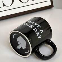 1 pieza Taza de agua de 8 onzas con estilo Ins, taza de café de cerámica, taza de bebida de moda, diseño personalizado, que muestra actitud, sensación cómoda, adecuada para uso en el hogar y la oficina, es un regalo exclusivo para familiares y amigos, adecuada para el ocio y el trabajo en el hogar, vuelta al colegio