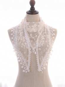 1pc Women Floral Lace Shawl With Hollow-Out Flower Pattern Decor, Breathable Fringed Triangle Scarf For Outdoor And Daily Use, Summer - Multicolor - View 33