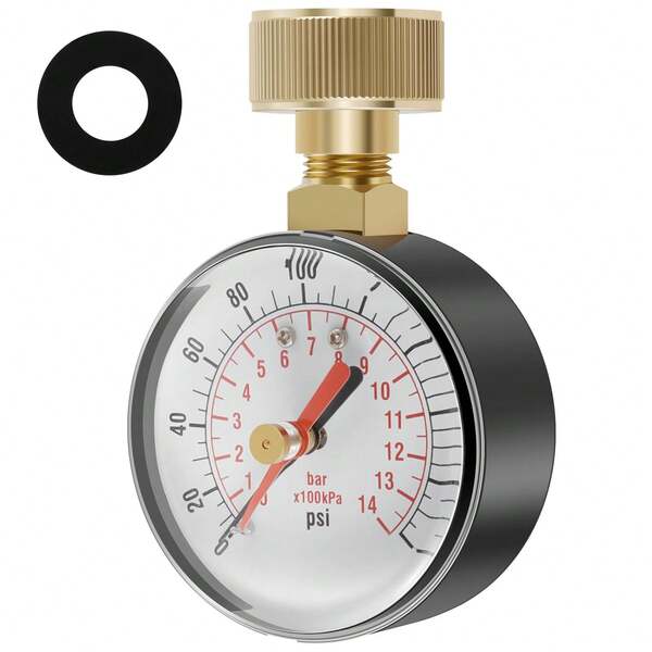 Water Pressure Test Gauge TS-60-200PSI Metal Pressure Gauge Sturdy Garden Hose Water Pressure Gauge Water Pump Pressure Gauge For Hose Faucet Garden Hose