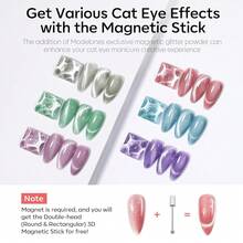 Cat Eye Gel Nail Polish Set, 6 Colors 9D Glassy Cat Eye Glitter Gel Polish Black Red Purple Blue Silver Brown Nail Polish All Seasons With Magnet Soak Off Led DIY Salon Gift-842643 - AA2GalaxyCatEye - 查看 3