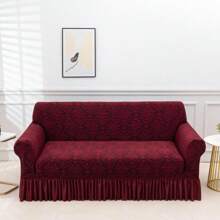 Jacquard Pattern Stretch Sofa Slipcover: 1 Piece Solid Hue, Dustproof For Home & Living Spaces
