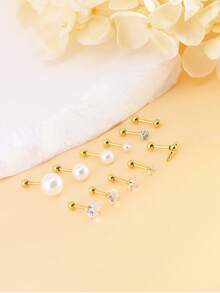 1pc Fashionable Ball Decor Stud Earring For Women For Daily Decoration - Yellow Gold - View 7