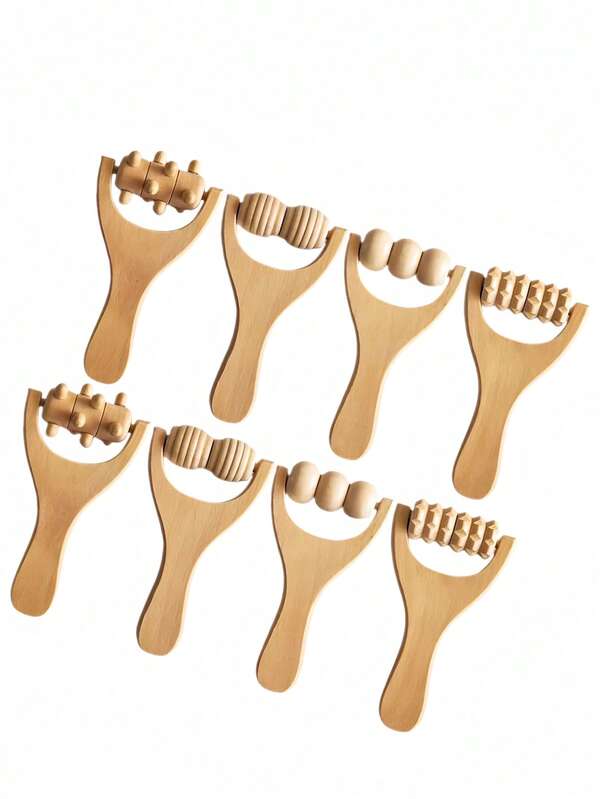 1pc Handheld Wooden Massager Body Brush, Massager Meridian Brush Hits The Body Through Meridians, Bamboo Massage Brush Relieves Muscle Tension,School,Back To School,Travel,Travel Essentials,Home Essentials,Spa,Massage Tool,Massage,Massager,Spa