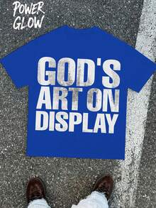 GOD'S ART ON DISPLAY Men's Summer Casual Graphic Tee Faith Inspired Everyday Top For Men Ideal Father's Day Gifts - 藍色 - 查看 1