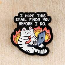 New Cute Angry Cat Enamel Pin Office Quotes Badges On Backpack Women's Brooches Hat Lapel Pins Cosplay Accessories Gifts