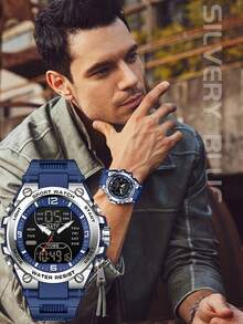 1pc Multifunctional Waterproof Sports Electronic Watch With Dual Display, Suitable For Daily Wear, Great Gift Option - one-size - View 9