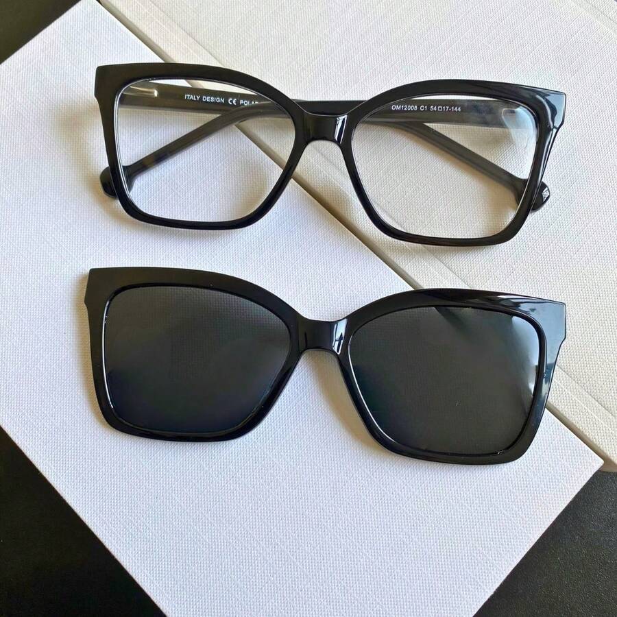2 In 1 Elegance Clip-On Solar  Glasses, Prescription Frame, Women's Square Glasses, Unisex - 顏色1 - 查看 1