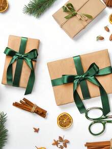 25 jardów, 0,6-4 cm, satynowa wstążka w kolorze leśnej zieleni, jednostronna, poliestrowa wstążka do rękodzieła, do pakowania prezentów, bukietów, dekoracji ślubnych i świątecznych - wielobarwność - Zobacz 7