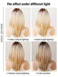 Blonde Straight Synthetic Wig For Women 14 Inch Ready To Go Wigs, Perfect For Beginners - Vàng - Xem 8