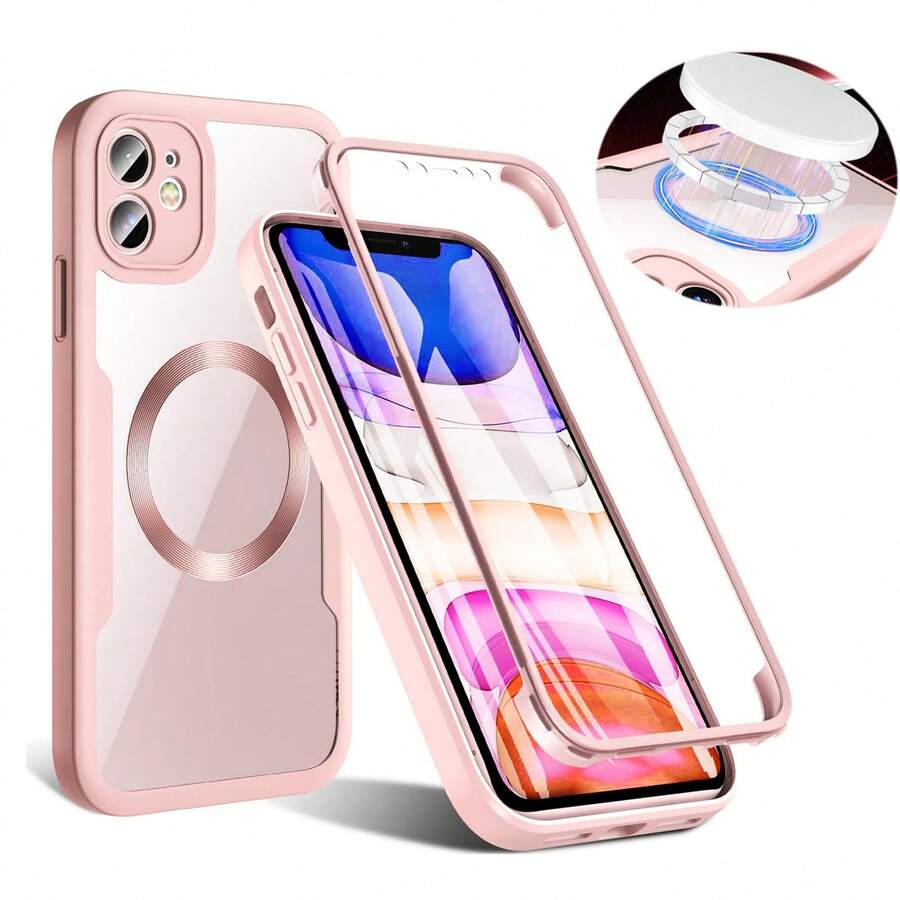 Hadaasi 1个粉色磁吸手机壳，内置屏幕保护膜，[兼容无线充电] 360°全方位防震保护壳，[亲肤材质 & 防刮设计] 兼容 17 Pro/17 Pro Max/Air/17 和 Galaxy S26 Ultra/S26 Plus/S26/S25 Ultra，国际版，非国内版