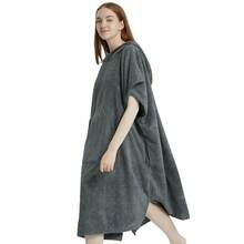 1 件超细纤维毛巾斗篷成人，（78*110 厘米）毛巾布游泳罩衫，男女适用，冲浪更衣巾，毛巾浴袍 - 彩色 - 查看 8