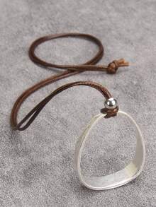 1 件简约扭曲圆形吊坠长项链，高端小众串珠颈链，男女通用情侣项链，中东风格金银色配饰，适合日常约会，送给女朋友/男朋友的礼物 - 蠟繩 - 查看 27