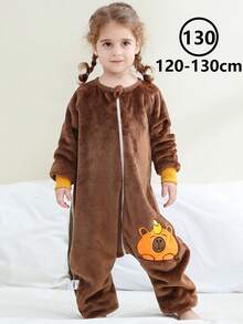 MICHLEY 1pc Baby Cartoon Animal Flannel Cute Sleeping Bag, Long Sleeve Zipper Comfortable Unisex Infant Supplies, Suitable For Living Room, Halloween, Party Wear - Multicolor - View 17