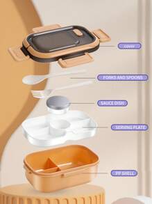 Customizable Lunch Box With Name And Photo (Fork And Spoon Included), Suitable For Adults Or Children, 3 Compartments, And Includes Cutlery. Microwave And Dishwasher Safe, Perfect For Back-To-School Lunches To Avoid Confusion - Multicolor - View 9