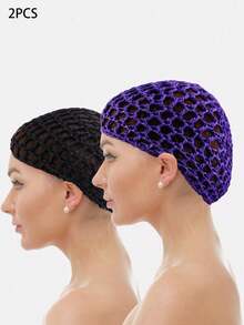 2件装手工钩编睡帽，库菲亚头巾，发网，适合日常佩戴，女士款 - 2件套裝 - 查看 13