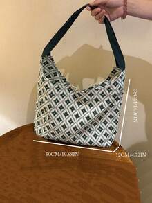 蕾丝边甜美校园单肩包，适合大学生，百搭帆布手提包 - 綠色 - 查看 6