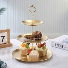 3pcs/4pcs European Style Multi-Tier Cake Stand (Includes 2/3 Trays + 1 Stand), Suitable For Daily Use, Can Hold Snacks And Fruits, Widely Used For Tea Parties And Gatherings Decoration, Also Fits Cupcakes, Donuts, Fruits, Kitchen Supplies, Christmas Gift - Gold - View 5