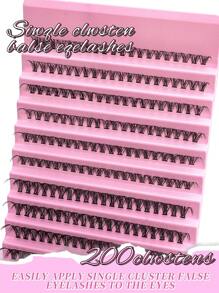 200pcs/400pcs Cluster Mink Eyelashes, 8mm-16mm D Curl Thick Lash Extension DIY Make-Up Tool To Create Natural & Dramatic Look Lash Clusters, Eyelash Clusters, Individual Eyelashes, Lashes, Fake Lashes - D - View 5