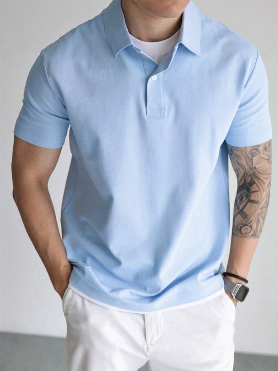 Basic UNISEX Polo Shirt For Men And Women - Baby Blue - View 1