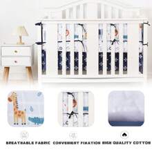 4 件套美人鱼婴儿床保险杠套装 - 透气网眼和柔软棉质安全垫，适用于婴儿床/幼儿床（新品）