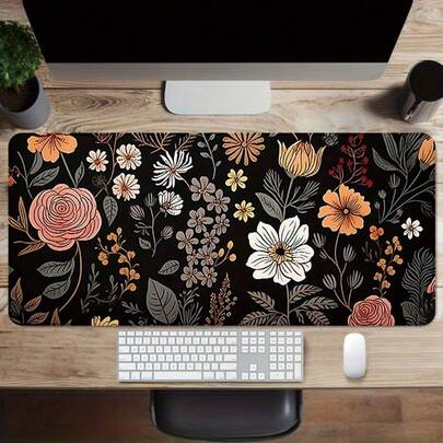 1 Peça Tapete de Mouse de Computador Grande com Estampa Floral Fofa, Impressão Estética, Antiderrapante de Borracha, Ideal para Escritório e Casa, Presente Perfeito para Namorado(a), Suprimentos Escolares, Volta às Aulas