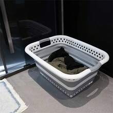 Foldable Laundry Basket, Wall-Mounted Clothes Storage Basket, Bathroom Laundry Basket, Large Plastic Laundry Basket, For Bathroom, Bedroom, Living Room, Dormitory, Home Organization And Storage, Laundry Basket