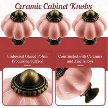 6pcs Acrylic Pumpkin Knobs, Vintage Cabinet Drawer Pulls, Single Hole With Screws, Decorative Dresser & Closet Hardware, Furniture Accessories For Home Renovation - Multicolor - View 6