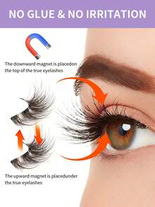 MAANGE Bộ 2 cặp mi giả từ tính, kèm nhíp, có thể tái sử dụng, mi dày đan chéo, thiết kế tự nhiên, phù hợp để sử dụng hàng ngày, đi làm, học tập, du lịch, dự tiệc và các dịp khác. - màu đen - Xem 10
