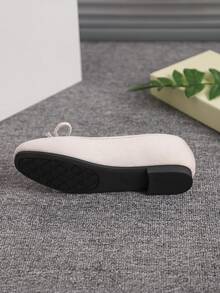 European & American Fashion Ballet Flats For Women, Woven Bow Round Toe Soft Leather Soft Sole Comfortable Slip-On Shoes
