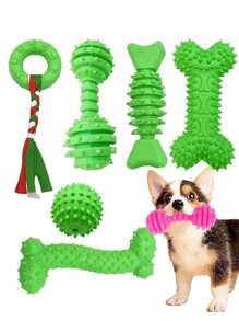Set de 4 juguetes para masticar de diferentes formas para perros, adecuados para cachorros, lindos juguetes rosas para perros pequeños, juguetes para la dentición de cachorros, suaves y duraderos juguetes interactivos para masticar, para razas pequeñas