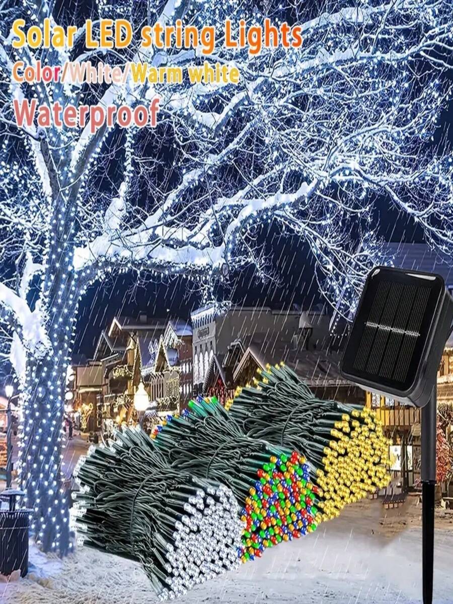太阳能户外灯 - 暖光、彩色光、白光，8 种多色模式。高品质太阳能节日照明灯具，适用于斋月、圣诞节、情人节、婚礼、派对节日装饰、家居装饰、户外太阳能灯、节日装饰，灯光效果绚丽。