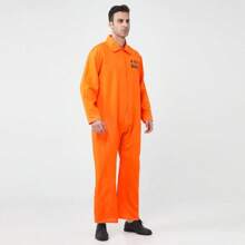 1pc Adult Men's Orange Prisoner Costume, New Crossborder European And American Male Convict Outfit ,Halloween Costume - Orange - View 7