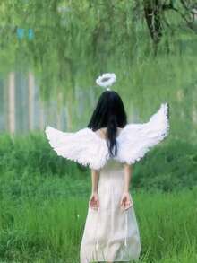 人造羽毛天使翅膀服裝道具，適用於舞台表演、Cosplay派對、角色扮演遊戲，中性款，可用作節日禮物、聖誕或萬聖節禮物 - 彩色 - 查看 8