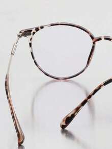 1pc Women's Round Daily Versatile Color Changing Minimalist Fashion Plano Lenses Glasses, Suitable For Going Out, School & Work