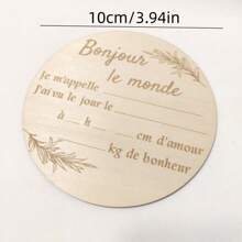 1 pièce Panneau de bienvenue en bois, design sculpté "Bonjour Le Monde", bois naturel, convient aux nouveaux parents et aux adolescents, cadeau pour les futures mères
