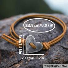 1pc Bohemian Vintage Heart Leather Cord Bracelet, Creative Everyday Casual Matching, Simple Women Jewelry, Party Gift