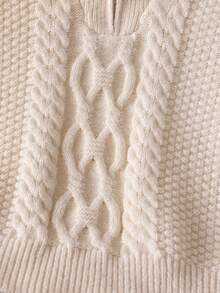 Áo len ngắn tay dài kiểu châu Âu màu trơn, cổ kéo khóa nửa thân, thích hợp mặc thường ngày cho bé gái tuổi teen, mùa xuân, thu và đông. - Màu be - Xem 7