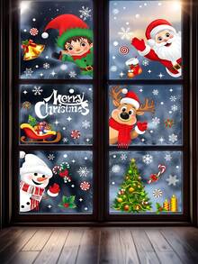 268pcs/9Sheets Christmas Window Clings For Glass, Christmas Window Decorations Snowflake Santa Reindeer Snowman Stickers For Wtiner Holiday Indoor Windows Decorations Decals,Indoor Christmas Stickers, Christmas Party Decorations,Winter Frozen New Year Party Supplies Wonderland Decorations,Christmas Decorations Home,Christmas>Decoration - Multicolor - View 7